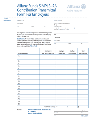 Allianz Funds SIMPLE-IRA Contribution Transmittal Form