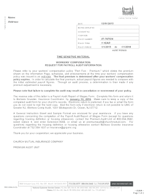 Workers' Compensation Payroll Audit Form