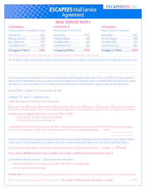 Escapees Mail Service Agreement