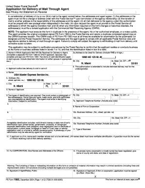 USPS Form 1583 Mail Delivery Authorization