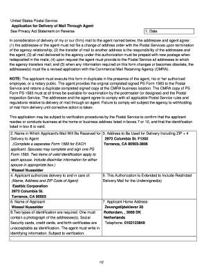 USPS Form 1583 Mail Delivery Authorization