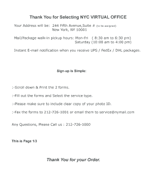 NYC Virtual Office Sign-Up Form