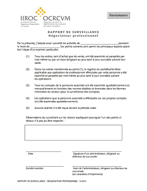 Rapport de surveillance - négociateur professionnel