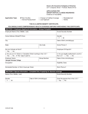 Group Critical Illness Insurance Application