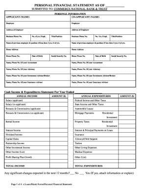 Personal Financial Statement Form