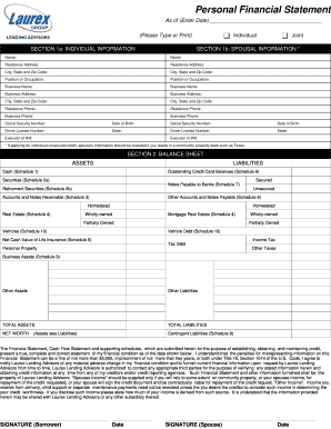 Personal Financial Statement Template