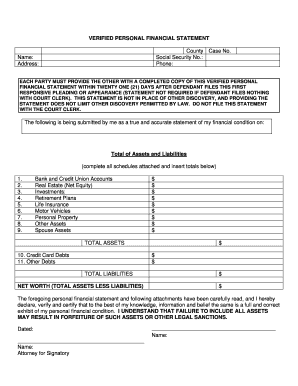 Verified Personal Financial Statement