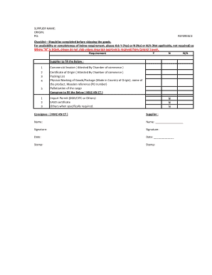 Shipping Checklist Form