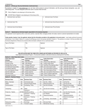 Arizona Taxes Security Administrator Registration Form
