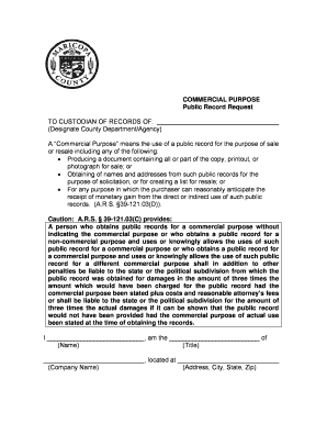 Arizona Commercial Purpose Public Record Request Form