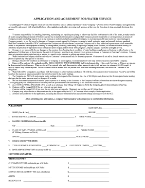 Water Service Application and Agreement