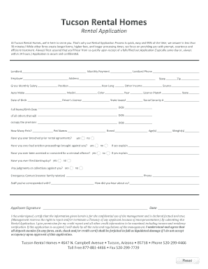 Tucson Rental Application