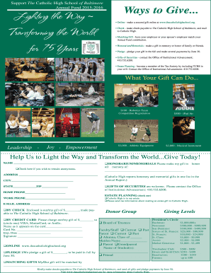 Catholic High School Annual Fund Donation Form