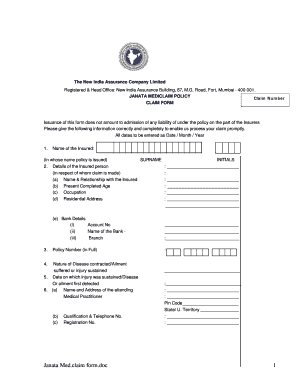 Janata Med.claim Form