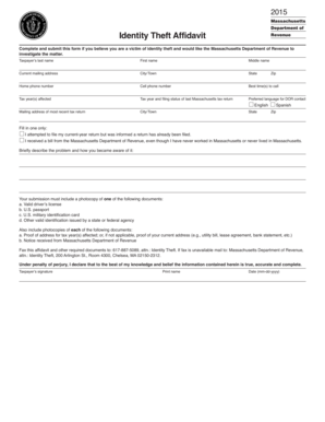 Identity Theft Affidavit Revenue - massgov