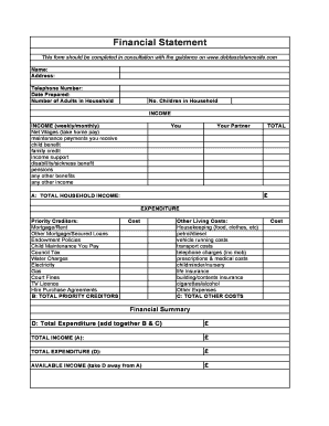 Financial Statement Form