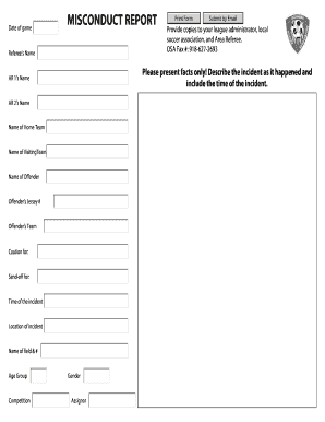 Soccer Misconduct Report Form