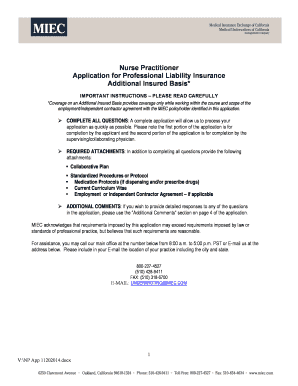 Nurse Practitioner Professional Liability Insurance Application