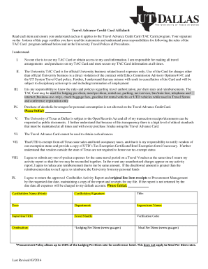 Travel Advance Credit Card Affidavit