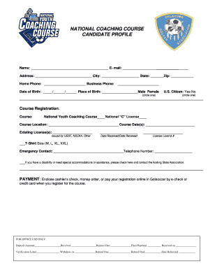 National Coaching Course Candidate Profile