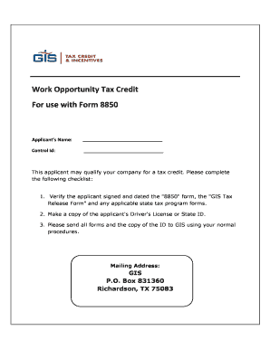 Form 8850 Work Opportunity Tax Credit Pre-Screening