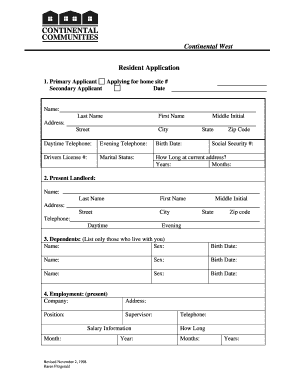 Resident Application Form