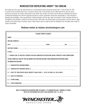 Winchester Firearm Tax Break Application
