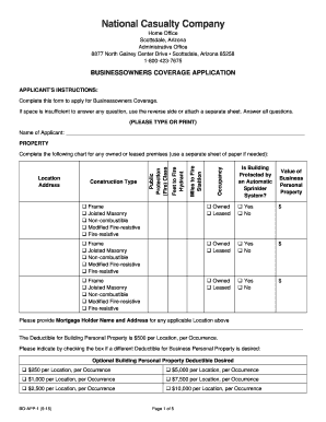 Businessowners Coverage Application