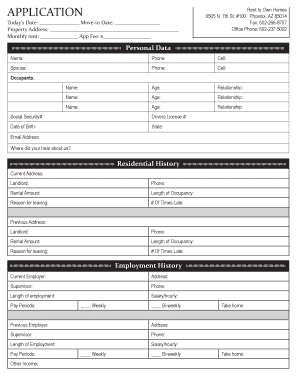 Rent to Own Homes Application