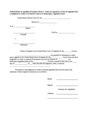 Notice of Appeal to a Court of Appeals