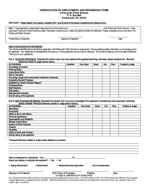 Verification of Employment and Reference Form