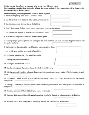 Referee Recertification Pre-Test