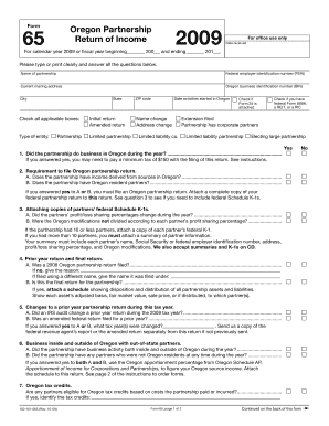 Oregon Partnership Return of Income Form 65