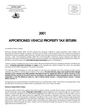 Kentucky Apportioned Vehicle Property Tax Return