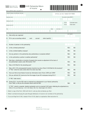 2011 D-65 Partnership Return of Income
