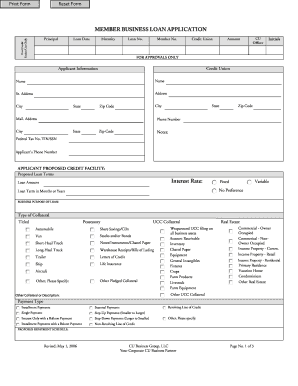 Member Business Loan Application