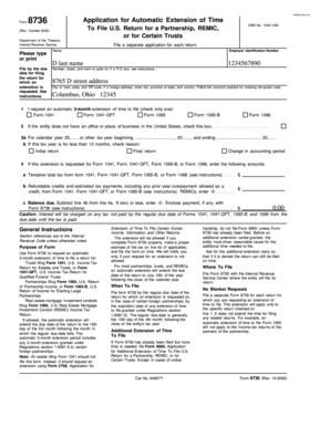 Form 8736 Application for Automatic Extension of Time