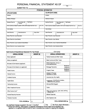 Personal Financial Statement Form