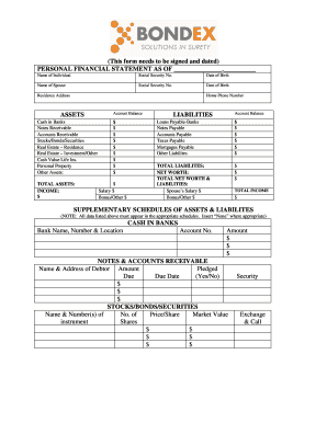 Personal Financial Statement Form