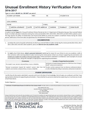 Unusual Enrollment History Verification Form