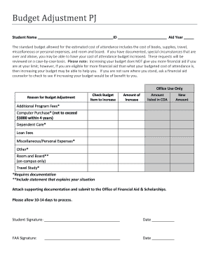 Student Budget Adjustment Form