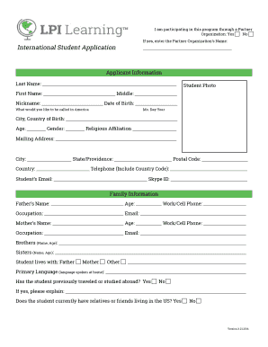 International Student Application Form