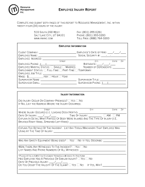 Employee Injury Report Form
