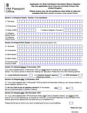 UK Birth Certificate Information Application