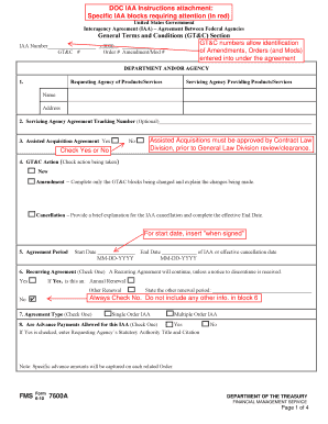 US Federal Interagency Agreement Form
