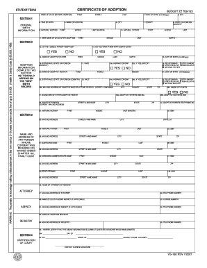 Texas Certificate of Adoption