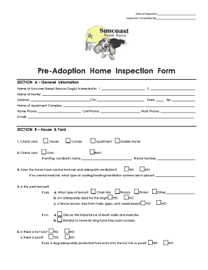 Pre-Adoption Home Inspection Form