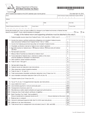 Missouri Bank Franchise Tax Return