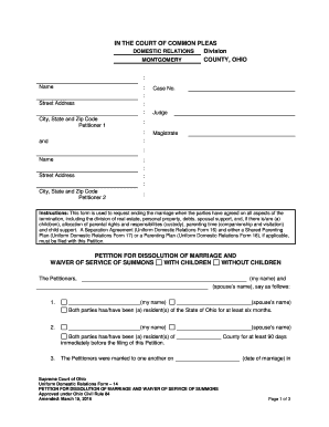 Petition for Dissolution of Marriage and Waiver of Service of Summons