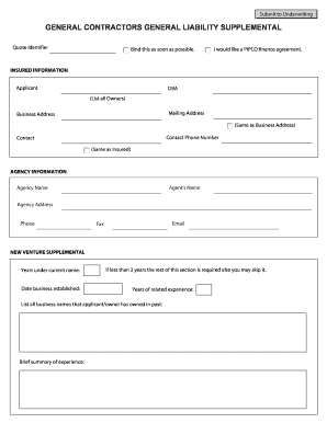 General Contractor Liability Insurance Application